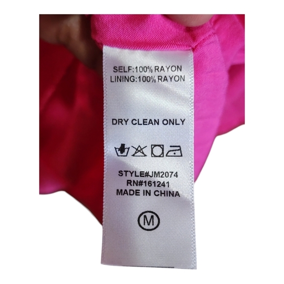 J. Marie Fuchsia Pink Blue Embroidered Floral Boho Dress Size Medium Flowy Tunic - Picture 7 of 8